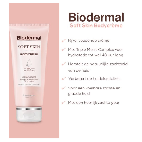 Biodermal Soft Skin Bodycrème - Verbetert de natuurlijke zachtheid van jouw huid - 200ml