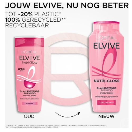 L'Oréal Paris Elvive Nutri Gloss Shampoo - 6 x 300 ml - Dof Haar - Voordeelverpakking