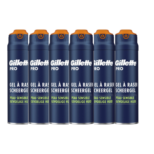 Gillette PRO scheergel gevoelige huid - Voordeelverpakking 6x200ml
