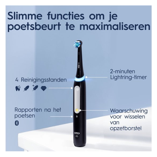 Oral-B iO 4N - Black & White - Elektrische Tandenborstels - Ontworpen Door Braun