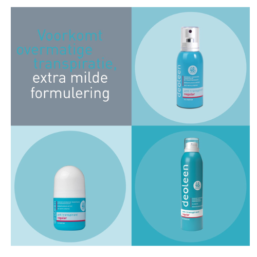 Deoleen Anti-transpirant - Pompspray Regular - Voorkomt overmatige transpiratie en transpiratiegeur - 48 uur effectief - 0% parfum - Dermatologisch getest - Deodorant - 75 ml
