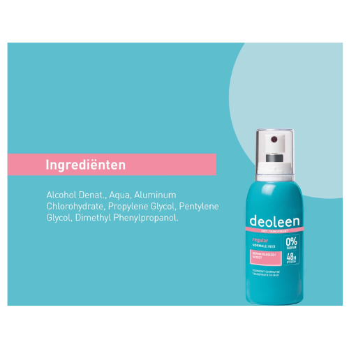 Deoleen Anti-transpirant - Pompspray Regular - Voorkomt overmatige transpiratie en transpiratiegeur - 48 uur effectief - 0% parfum - Dermatologisch getest - Deodorant - 75 ml