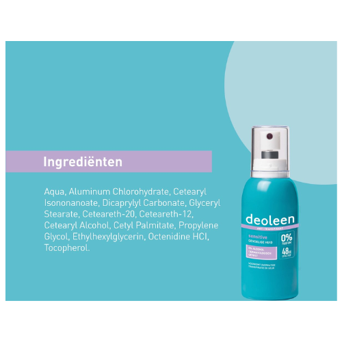 Deoleen Anti-transpirant - Pompspray Sensitive - Voorkomt overmatige transpiratie en transpiratiegeur - 48 uur effectief - 0% parfum & 0% alcohol - Deodorant - 75 ml