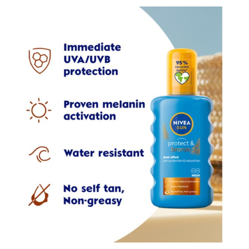NIVEA SUN Protect & Bronze Zonnebrand Spray - SPF 20 - Zonnespray - Waterproof - Beschermt en stimuleert een bruine huid - Met pro-melanine extract - 200 ml