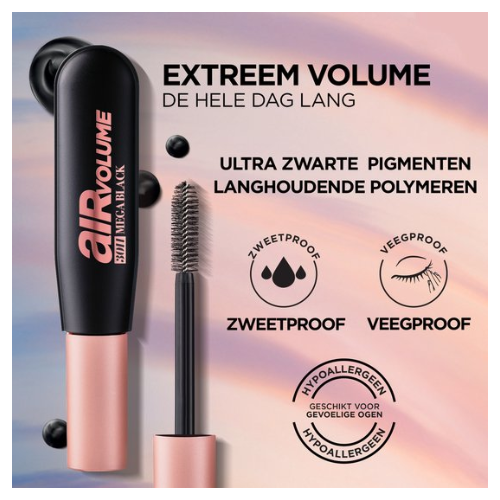 L'Oréal Paris Air Volume 30H Mega Black Mascara - 9,4ml - voordeelverpakking - 3 Stuks