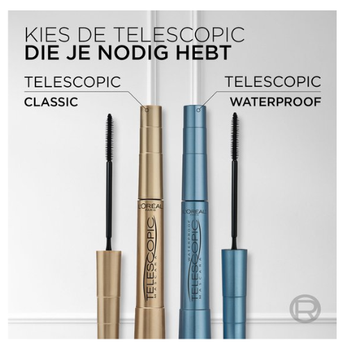L’Oréal Paris Telescopic Mascara Waterproof - Lengte mascara voor zichtbaar langere wimpers - Volume zonder klontjes - Zwart - 8ml - voordeelverpakking - 3 Stuks