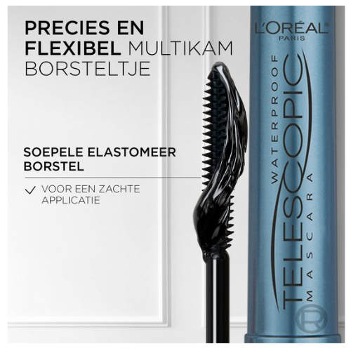 L’Oréal Paris Telescopic Mascara Waterproof - Lengte mascara voor zichtbaar langere wimpers - Volume zonder klontjes - Zwart - 8ml - voordeelverpakking - 3 Stuks