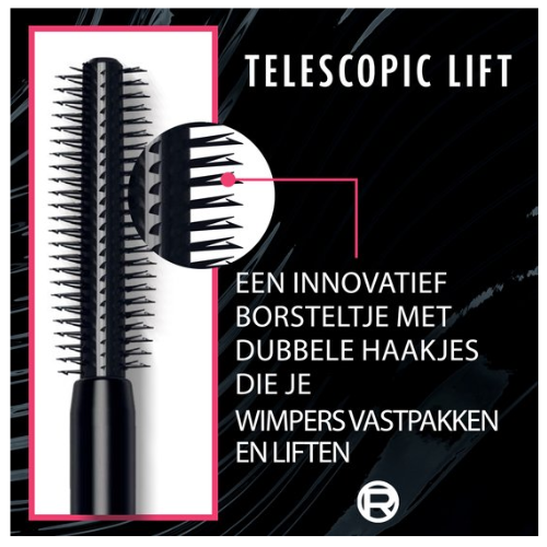 L'Oréal Paris Telescopic Lift Mascara - Lange, gelifte wimpers en volume +5mm - Verrijkt met ceramidencomplex - Vegan - Zwart - 9,9ML - voordeelverpakking - 3 Stuks