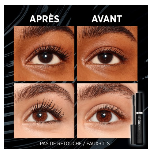 L'Oréal Paris Telescopic Lift Mascara - Lange, gelifte wimpers en volume +5mm - Verrijkt met ceramidencomplex - Vegan - Zwart - 9,9ML - voordeelverpakking - 3 Stuks