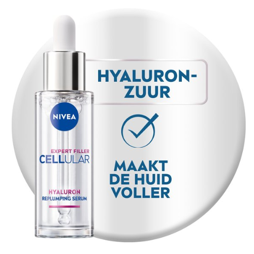 Sérum Visage à l'Acide Hyaluronique Cellulaire NIVEA - Sérum Visage à l'Acide Hyaluronique Pur - Comblement des Rides et Hydratation - Soin à l'Acide Hyaluronique - 30 ml