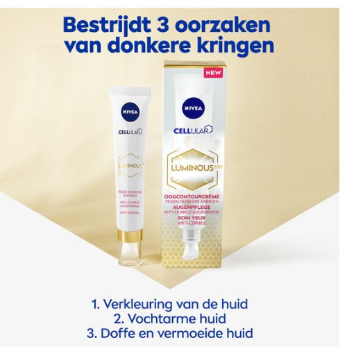 NIVEA CELLular LUMINOUS630 Crème Contour des Yeux - Crème Contour des Yeux Cernes et Poches et Anti-Rides - Tous Types de Peaux - À l'Acide Hyaluronique et à la Caféine - Crème Contour des Yeux - 15 ml