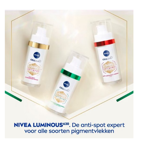 Sérum visage anti-taches post-acné NIVEA Cellular LUMINOUS630 - Soin acné - Soin peaux impures - Sérum visage à l'acide salicylique et à l'acide hyaluronique - 30 ml