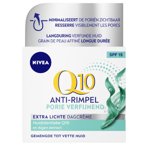 NIVEA Q10 POWER Crème de Jour Anti-Rides Visage - Affinage des Pores - Peaux Mixtes à Grasses - SPF 15 - Crème au Q10 et extrait d'algues - 50 ml