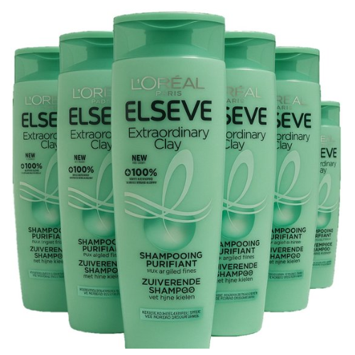 L’Oréal Paris Elseve Extraordinary Clay - Shampoo - Normaal tot vet haar - 6 x 250ml
