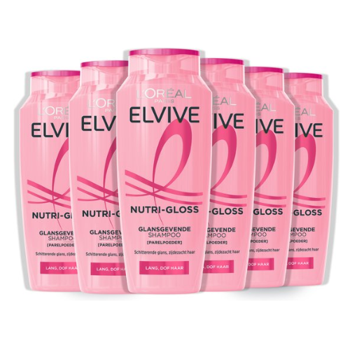 L'Oréal Paris Elvive Nutri Gloss Shampoo - 6 x 300 ml - Dof Haar - Voordeelverpakking
