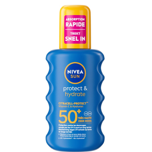 NIVEA SUN Protect & Hydrate Zonnebrand Spray - SPF 50 - Zonnespray - Beschermt en hydrateert - Met Vitamine C - 200 ml