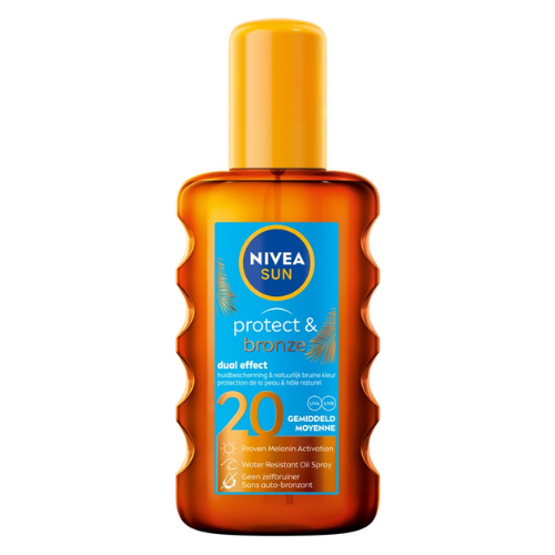 NIVEA SUN Protect & Bronze Zonnebrand Olie Spray SPF 20 - Zonnespray - Waterproof - Zonneolie Met pro-melanine extract - 200 ml