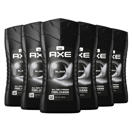 AXE 3-in-1 Douchegel Voordeelverpakking- Black - 6 x 250 ml -