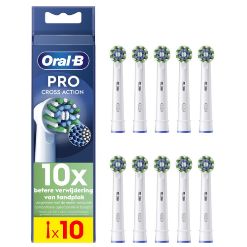 Brossettes de rechange Oral-B Cross Action Pro - Avec technologie CleanMaximiser - Lot de 10 - Compatibles avec les brosses à dents électriques