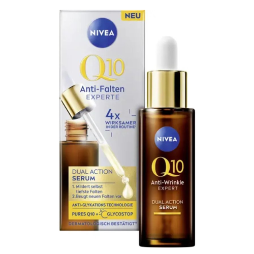 Sérum Anti-Âge NIVEA au Q10 Réduit les Rides et Prévient leur Formation Sérum Visage Raffermissant au Glycostop Q10 Sérum Expert Anti-Rides Double Action 30 ml