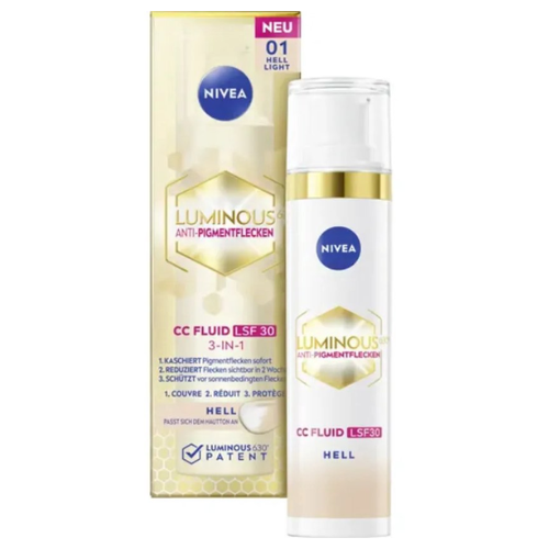 Fluide CC anti-taches pigmentaires Nivea Luminous 630 SPF 30 - 01 Hell Light