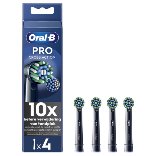 Brossettes Oral-B Cross Action Pro - Avec technologie CleanMaximiser - Noir - Lot de 4