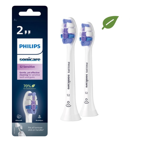 Philips Sonicare Optimal Sensitive - Têtes de brosse de rechange pour brosse à dents électrique - Blanc - Lot de 2 - HX6052/10
