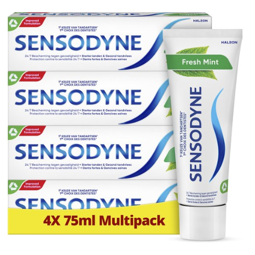 Dentifrice Sensodyne Menthe Fraîche pour dents sensibles 4x75ml
