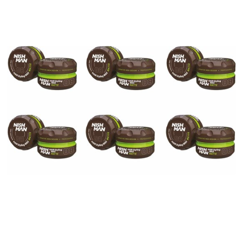 Cire coiffante Nishman Wax Matte 08 - 6 pièces