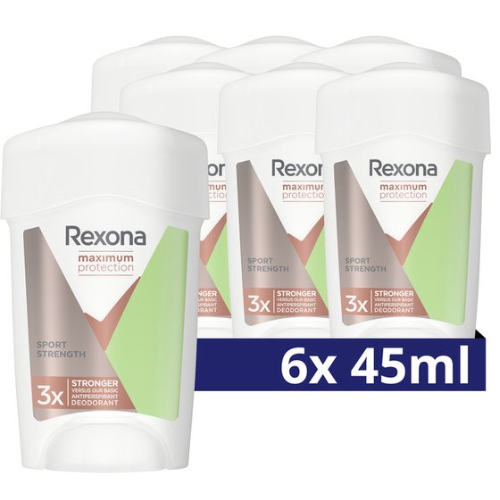 Déodorant anti-transpirant Rexona Maximum Protection Sport Strength - 6 x 45 ml - Pack économique
