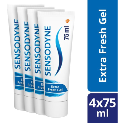 Dentifrice gel Sensodyne Extra Fresh pour dents sensibles - 4 x 75 ml