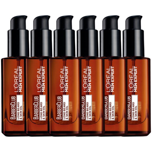 Huile à barbe BarberClub Men Expert de L'Oréal Paris - Pour barbe longue et peau - 6 x 30 ml - Multipack