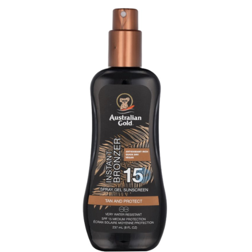 Gel solaire en spray + poudre bronzante Australian Gold SPF 15 - 237 ml