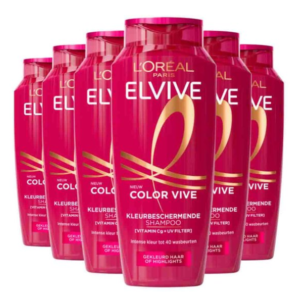 L'Oréal Paris Elvive Color Vive Shampoo - Gekleurd haar of highlights - Behoudt de kleurintensiteit en levendigheid van de kleur - 6x 250ml