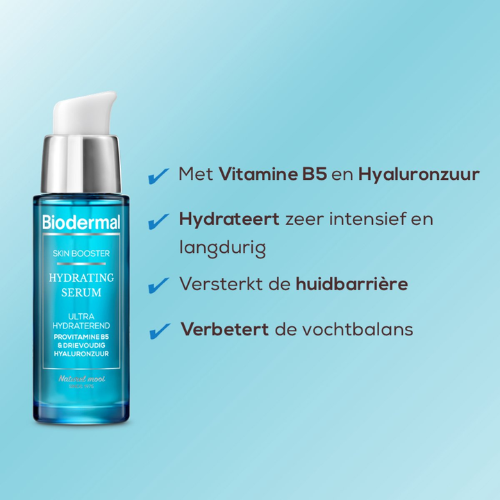 Sérum hydratant Biodermal Skin Booster – Ultra hydratant, hydrate très intensément et durablement avec de l'acide hyaluronique et de la vitamine B - Sérum à l'acide hyaluronique 30 ml
