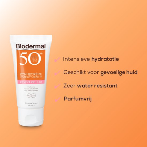 Crème solaire biodermique pour peaux sensibles - SPF 50 - Crème solaire visage - 50 ml