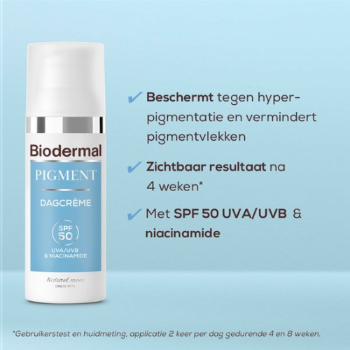 Crème de jour Biodermal Pigment - SPF 50 - réduit l'hyperpigmentation, comme les taches pigmentaires - crème anti-taches pigmentaires - 50 ml