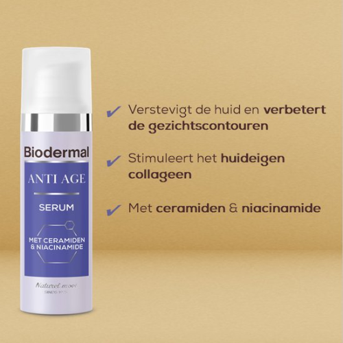 Sérum Anti-Âge Biodermal - Sérum pour une peau éclatante avec un mélange de céramides spécifiques à la peau et de niacinamide - stimule la production naturelle de collagène - 30 ml