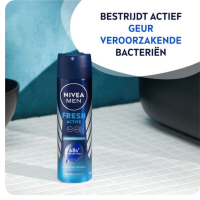 NIVEA MEN Fresh Active Deodorant Spray - Deo Beschermt 48 uur - Aluminiumvrij - Voordeelverpakking 6 x 150 ml