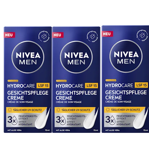 Nivea Men Gezicht crème HydroCare LSF 15 - 3x 75 ml