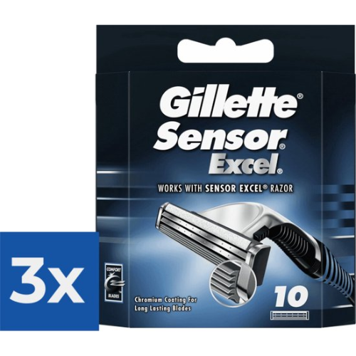 Gillette Sensor Excel - 10 pièces - Lames de rasoir - Pack économique 3 pièces