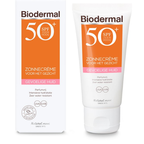 Crème solaire biodermique pour peaux sensibles - SPF 50 - Crème solaire visage - 50 ml