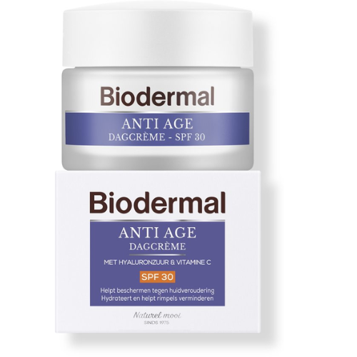 Biodermal Crème de Jour Anti-Âge - SPF30 - Crème de jour à l'acide hyaluronique et à la vitamine C contre le vieillissement cutané - 50 ml