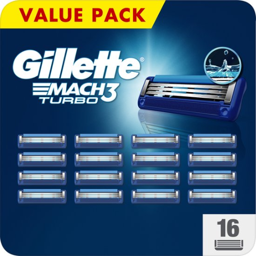 Gillette Mach3 Turbo - Lames de rasoir pour hommes - 16 lames de rechange