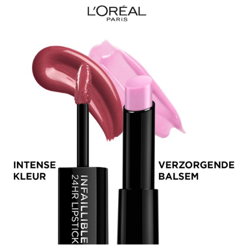 L'Oreal Paris Infaillible 24H Lipstick - Langhoudende 2-staps Lipstick met Vitamine E - 213 Toujour Teaberry - Pruim - 5.7ml