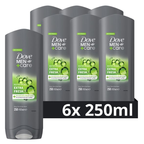 Dove Men+Care Extra Fresh 3-in-1 Douchegel - 6 x 250 ml - Voordeelverpakking