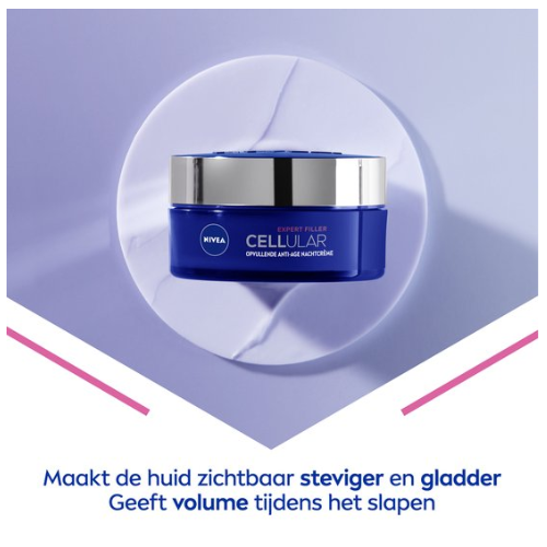 NIVEA CELLular Expert Filler Crème de Nuit Anti-Âge - Tous Types de Peaux - Crème à l'Acide Hyaluronique et à l'Acide Folique - Effet Hydratant et Anti-Rides - 50 ml