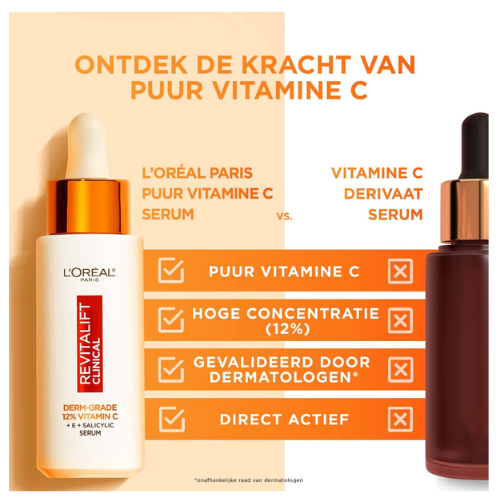 Sérum L'Oréal Paris Revitalift Clinical Pure Vitamine C 12 % - Formulé avec de la vitamine E et de l'acide salicylique - 30 ml