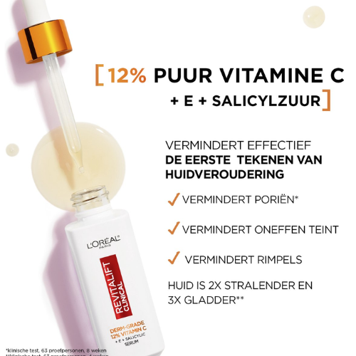 Sérum L'Oréal Paris Revitalift Clinical Pure Vitamine C 12 % - Formulé avec de la vitamine E et de l'acide salicylique - 30 ml
