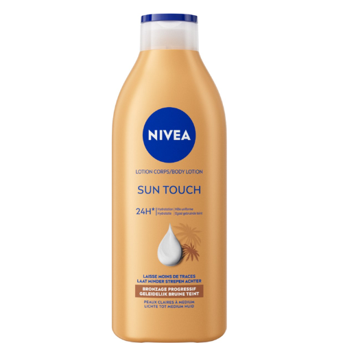 NIVEA Sun Touch Body Lotion - Egaal Gebruinde teint - Hydraterende Lotion - Ginkgo biloba en druivenpitolie - Bruinen zonder Zon - 400 ml